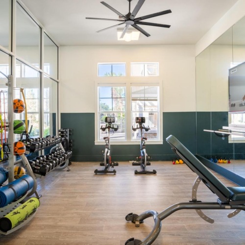 a gym with exercise equipment